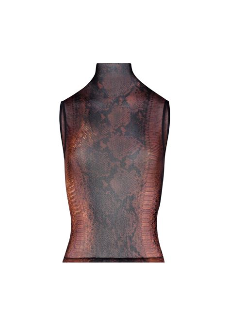 mesh tank top python donna nero e marrone JEAN PAUL GAULTIER | 26/01-W-TO410-M012P6000